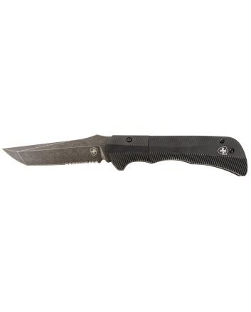 Templar Knife AAABK521 Auto Assist3.50" Folding Tanto Part Serrated Black Oxide Stonewashed Powder Coated D2 Steel Blade/ 4.25" Aged Aluminum Handle