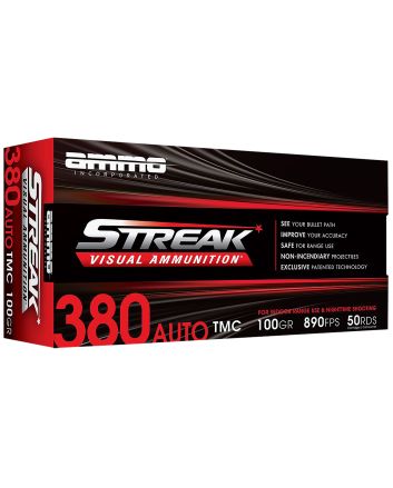 Ammo Inc 380100TMCSTRKRED50 Streak Visual (RED)380ACP 100gr Total Metal Case 50 Per Box/20 Case