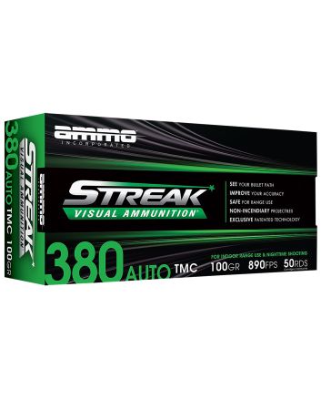 Ammo Inc 380100TMCSTRKGRN50 Streak Visual (GREEN)380ACP 100gr Total Metal Case 50 Per Box/20 Case