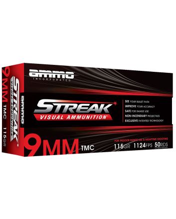 Ammo Inc 9115TMCSTRKRED50 Streak Visual (RED)9mm Luger 115gr Total Metal Case 50 Per Box/20 Case