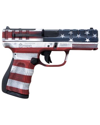 Citadel CITCP9USA Centurion CP9 Compact Frame 9mm Luger 14+1, 4" Black Steel Barrel, American Flag Cerakote Optic Ready/Serrated Steel Slide, Polymer Frame &amp; Grip