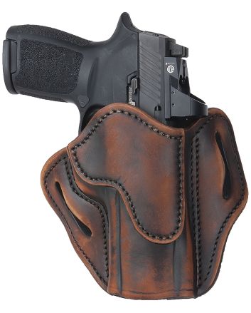 1791 Gunleather ORBH24VTGR BH2.4 Optic Ready OWB Size 2.4 Vintage Leather Belt Slide Fits Walther PPQ/Sig P320/Springfield XD-M Right Hand