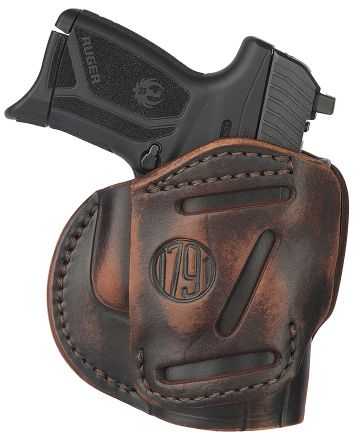 1791 Gunleather 3WH4VTGA 3-WayIWB/OWB Size 04 Vintage Leather Belt Loop Fits Springfield XD Fits Walther PPS Fits Springfield XDS Fits Taurus G2C Ambidextrous Hand