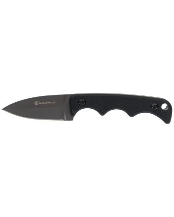 Smith &amp; Wesson Knives 1193156 H.R.T. Neck Knife Fixed Spear Point/Plain Titanium Nitride Coated 8Cr13MoV SS Blade/Black G10 Handle Includes Sheath