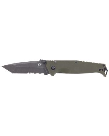 Schrade 1159324 Melee3.50" Folding Tanto Part Serrated Dark Stonewash D2 Steel Blade 4.50" OD Green G10/SS Handle