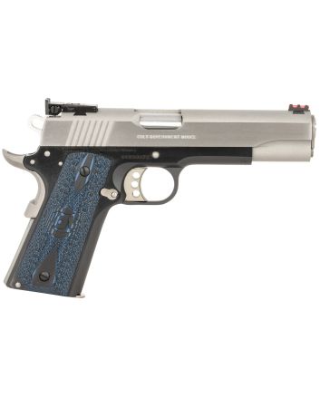 Colt Mfg O5970GCLTT Gold Cup Lite 45 ACP 8+1 5" Stainless National Match Barrel, Brushed Stainless Serrated Slide, Black/Stainless Stainless Steel Frame w/Beavertail, Blue Scalloped Checkered G10 Grip