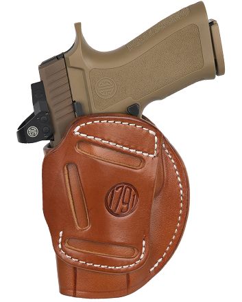 1791 Gunleather 4WH6CBRR 4-WayIWB/OWB Size 06 Classic Brown Leather Belt Clip Compatible w/ Glock 17/Ruger American Pistol Right Hand