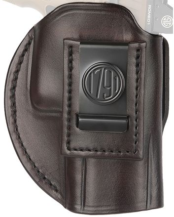 1791 Gunleather 4WH6SBRR 4-WayIWB/OWB Size 06 Signature Brown Leather Belt Clip Compatible w/ Glock 21/Sig P225 Right Hand
