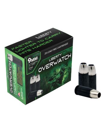 Liberty Ammunition LAOW9MM721700 OverWatch9mmLuger 72gr Open Cavity Design 20 Per Box/50 Case