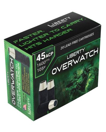 Liberty Ammunition LAOW451051600 OverWatch45ACP 105gr Open Cavity Design 20 Per Box/50 Case