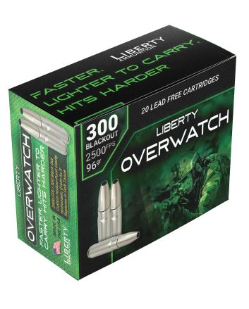 Liberty Ammunition LAOW300962500 OverWatch300Blackout 96gr Open Cavity Design 20 Per Box/50 Case