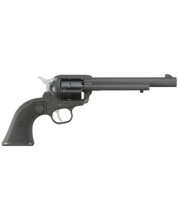 Ruger 2042 Wrangler22 LR 6 Shot 6.50" Black Cerakote Steel Barrel, Black Cerakote Aluminum Frame, Black Cerakote Cylinder, Black Checkered Polymer Grip, Transfer Bar Safety, Exposed Hammer