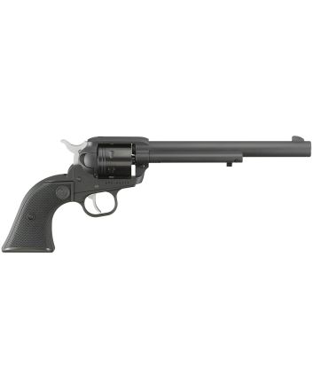 Ruger 2043 Wrangler22 LR 6 Shot 7.50" Black Cerakote Steel Barrel, Black Cerakote Aluminum Frame, Black Cylinder, Black Checkered Polymer Grip, Transfer Bar Safety, Exposed Hammer