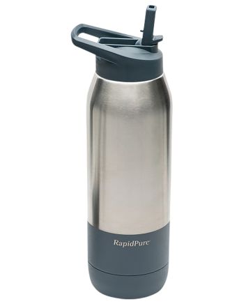 RapidPure 01600124 Purifier + Insulated Steel Bottle Compatible With Most 2.5" Water Bottles, Stainless Steel, 3.5" x 3.5" x 11.1", Includes Ultralight Straw