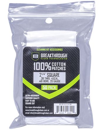 Breakthrough Clean BTCPS21450 Square Cleaning PatchesFor .38-.45 Cal &amp; .410-20 Gauge 2.25" 50 Pack/6 per case