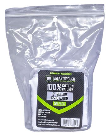 Breakthrough Clean BTCPS350 Square Cleaning Patches100% Cotton 50 Pack For 12-16 Guage