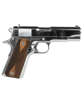 SDS Imports 10100112 1911A1 Desperado 38 Super/9mm Luger 9+1 4.25" Hard Chrome Plated Barrel, High Polished Chomium Coated Serrated Steel Slide &amp; Frame w/Beavertail, Checkered Wood Grips