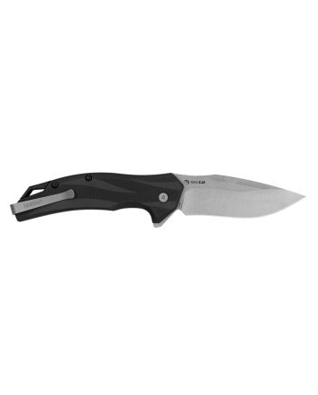 Kershaw 1645 LateralFull Size Folding Drop Point w/Recurve Plain Stonewashed 8Cr13MoV SS Blade, Gray Textured Glass-Filled Nylon Handle Includes Pocket Clip