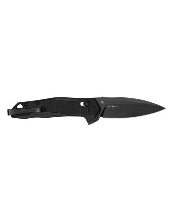 Kershaw 2041 MonitorMid-Size 3" Folding Spear Point Plain Black Oxide D2 Steel Blade, Black Textured Glass Filled Nylon Handle, Includes Pocket Clip