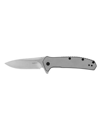 KershawOutcome2.80" Folding Clip Point Plain Stonewashed 8Cr13MoV SS Blade/Bead Blasted Stainless Steel Handle Includes Pocket Clip