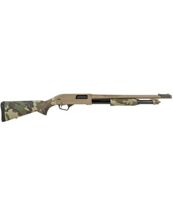 Winchester Repeating Arms 512435395 SXP Defender 12 Gauge 3" 5+1 (2.75") 18" Barrel, FDE Drilled &amp; Tapped Rec, Woodland Camo Textured Stock, TacticalRibbed Forearm, Inflex Recoil Pad