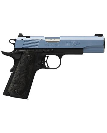 Browning 051897490 1911 Black Label Full Size Frame 22 LR 10+1, 4.25" Matte Stainless Steel Barrel, Polar Blue Cerakote Serrated Slide, Matte Black Polymer Frame w/Beavertail, Black Laminate Wood Grip