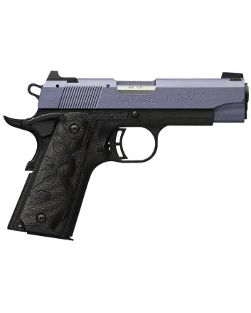 Browning 051894490 1911 Black Label Compact Frame 22 LR 10+1, 3.63" Matte Stainless Steel Barrel, Crushed Orchid Cerakote Serrated Slide, Matte Black Polymer Frame w/Beavertail
