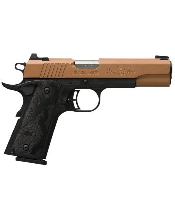 Browning 051987492 1911-380 Black Label Full Size Frame 380 ACP 8+1, 4.25" Matte Stainless Steel Barrel, Copper Cerakote Serrated Stainless Steel Slide, Matte Black Polymer Frame w/Beavertail