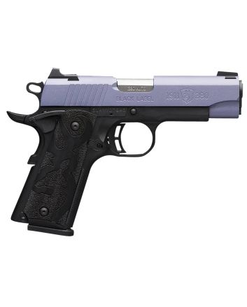 Browning 051986492 1911-380 Black Label Compact Frame 380 ACP 8+1, 3.63" Matte Stainless Steel Barrel, Crushed Orchid Cerakote Serrated Stainless Steel Slide, Matte Black Polymer Frame w/Beavertail