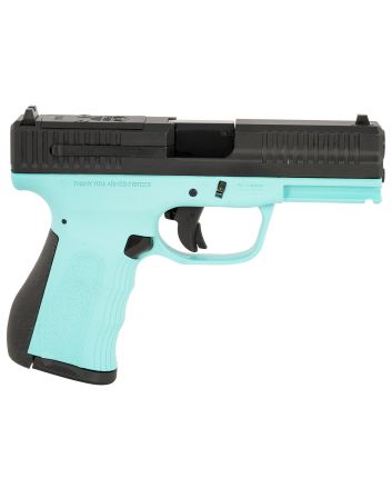 FMK FMKG49BJ G39mm Luger 14+1 4" Stainless Steel Barrel, Black Optic Cut/Serrated Carbon Steel Slide, Blue Jay Polymer Frame w/Picatinny Rail, Black Backstrap Grip