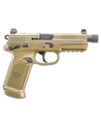 FN 66101635 FNX Tactical Bundle 45 ACP 10+1 5.30" Black Steel Threaded Barrel, Flat Dark Earth Serrated Stainless Steel Slide &amp; Polymer Frame w/Picatinny Rail, Ambidextrous, 5 Magazines