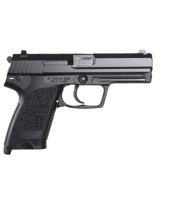 HK 81000322 USP V1 SA/DA 45 ACP Caliber with 4.41" Barrel, 12+1 Capacity, Overall Black Finish, Serrated Trigger Guard Frame, Serrated Steel Slide &amp; Polymer Grip Includes 2 Mags
