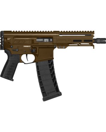 CMMG 94A6867MB Dissent MK4 9mm Luger 33+1 6.50", Midnight Bronze Rec, Picatinny Brace Adapter, 5.50" M-LOK Handguard, Left Side Charging Handle, Zeroed Linear Comp, Zeroed Drop-In Single Stage Trigger