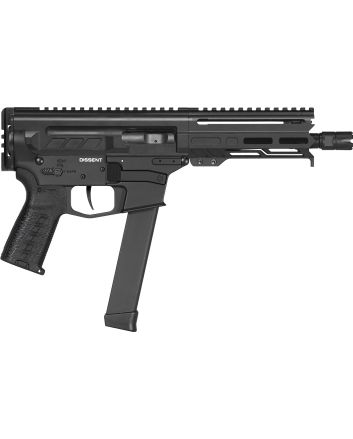 CMMG 99A68A2AB Dissent MKGS 9mm Luger 33+1 6.50", Black, Picatinny Brace Adapter, 5.50" M-LOK Handguard, Left Side Charging Handle, Zeroed Linear Comp, TriggerTech Trigger (Glock Mag Compatible)