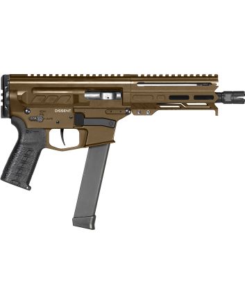 CMMG 99A68A2MB Dissent MKGS 9mm Luger 33+1 6.50", Midnight Bronze Rec, Picatinny Brace Adapter, 5.50" M-LOK Handguard, Left Side Charging Handle, Zeroed Linear Comp, TriggerTech Trigger
