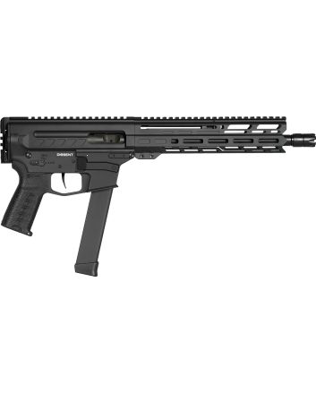 CMMG 99A806DAB Dissent MKGS 9mm Luger 33+1 10.50", Black, Picatinny Brace Adapter, 5.50" M-LOK Handguard, Left Side Charging Handle, Zeroed Linear Comp, Zeroed Drop-In Single Stage Trigger