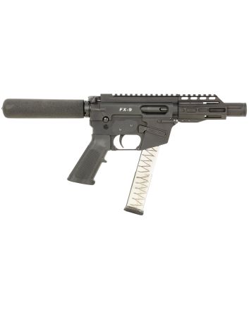 FREEDOM ORDNANCE FX9P4T FX-99mm Luger 32+1 4", Black, M-LOK Handguard, Padded Buffer Tube, A2 Grip, 3" Faux Suppressor, Includes Sling