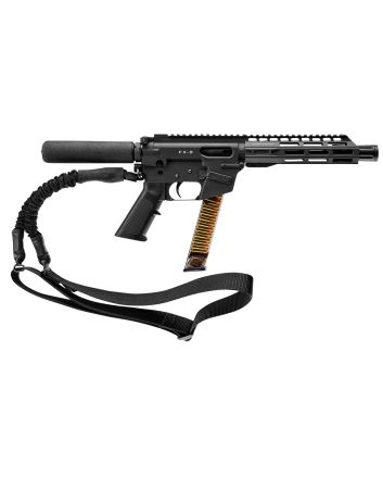 FREEDOM ORDNANCE FX9P8T FX-99mm Luger 32+1 8", Black, M-LOK Handguard, Padded Buffer Tube, A2 Grip, 3" Faux Suppressor, Includes Sling