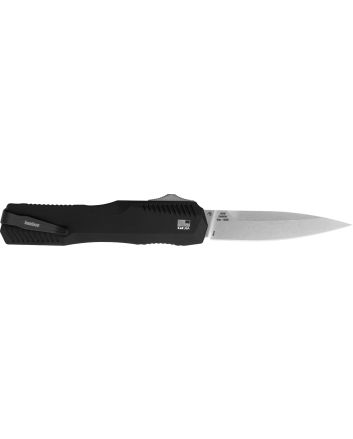Kershaw 9000 Livewire3.30" OTF Spear Point Plain Stonewashed CPM 20V SS Blade/ Textured Black Anodized Aluminum Handle Includes Pocket Clip