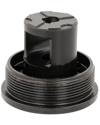 ADVANCED ARMAMENT COMPANY 65011 Flange Indexing Direct-Thread Adapter5/8"-24 tpi, Muzzle Brake Design, 1-3/8"-24 tpi Socket