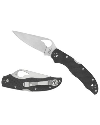 Spyderco BY01GPS2 Harrier 23.39" Folding Drop Point Part Serrated Stonewashed 8Cr13MoV SS Blade, Black Textured G10 Handle, Includes Pocket Clip