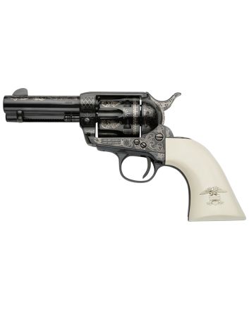 Pietta GW9LLE312NMUI Great Western II Liberty 9mm Luger 6rd 3.50" Blued Engraved Octagon Steel Barrel &amp; Cylinder, Blued Engraved Steel Frame, Ultra Ivory w/Engraved Liberty Eagle Grip, Exposed Hammer