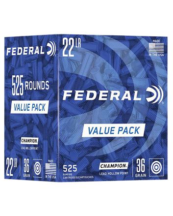 Federal 747 Champion Training Value Pack 22LR 36gr Lead Hollow Point 525 Per Box/10 Case