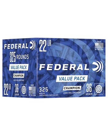 Federal 749 Champion Training Value Pack 22LR 36gr Lead Hollow Point 325 Per Box/10 Case