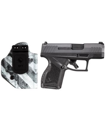Taurus 1GX4M931CK7 GX49mm Luger 11+1 3.06" Satin Black DLC Steel Barrel, Black Nitride Serrated Slide, Black Polymer Frame w/ Interchangeable Backstrap Grips Includes B&amp;W US Flag Holster