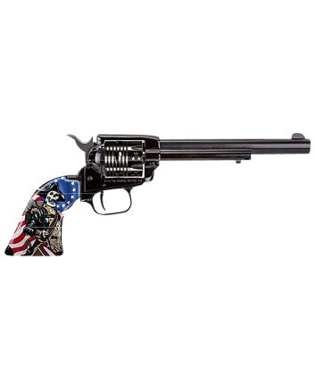 Heritage Mfg RR22B6ECSS Rough Rider Independence Day 22 LR 6 Shot 6.50" Black Oxide Barrel &amp; Frame, Black Oxide w/Engraved US Flag Cylinder, Custom Designed US Flag w/Soldier Grips