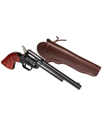 Heritage Mfg RR22B6LHOL Rough Rider22 LR 6 Shot 6.50" Black Oxide Barrel, Frame &amp; Cylinder, Cocobolo Grips Features Hunter Debossed Leather Holster