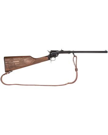 Heritage Mfg BR226B16HSWB15 Rough Rider Rancher 22 LR 6rd 16", Blued Barrel/Rec, Independence Day Engraved Walnut Stock, Leather Sling Included