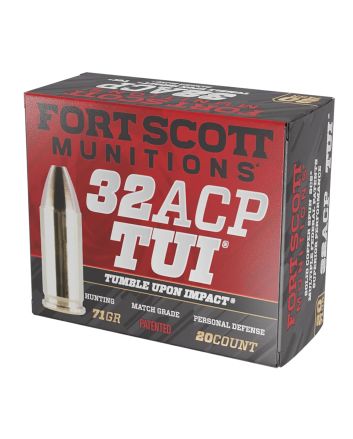 Fort Scott Munitions 32ACP71SCV Tumble Upon Impact (TUI)32ACP 71gr Solid Copper Spun 20 Per Box/25 Case