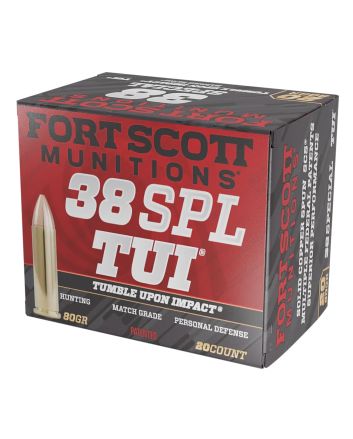 Fort Scott Munitions 38SPL080SCV Tumble Upon Impact (TUI)38Special+P 80gr Solid Copper Spun 20 Per Box/25 Case